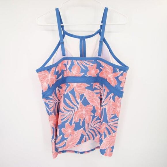 NWOT Lands End Blue Orange Floral Pattern Swim Tankini Top Size 16 - Picture 8 of 8